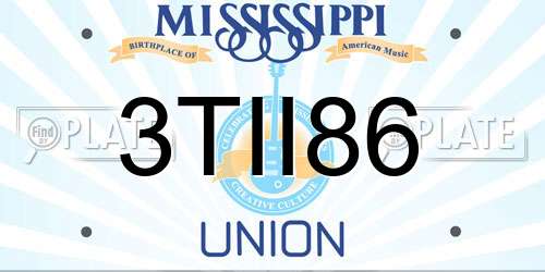 3TII86 Mississippi License Plate