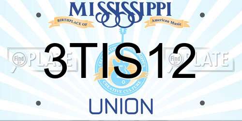 3TIS12 Mississippi License Plate