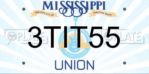 3TIT55 Mississippi License Plate