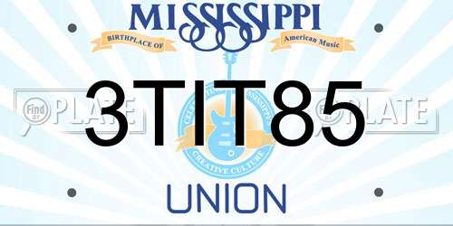 3TIT85 Mississippi License Plate