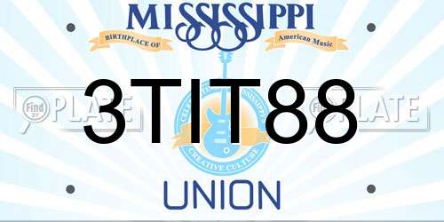 3TIT88 Mississippi License Plate