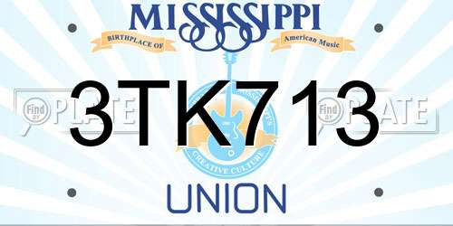 3TK713 Mississippi License Plate
