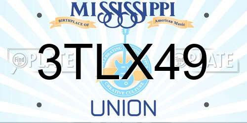 3TLX49 Mississippi License Plate