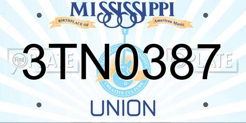 3TN0387 Mississippi License Plate