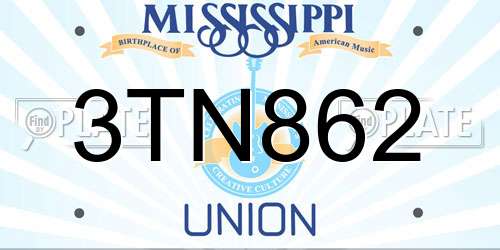 3TN862 Mississippi License Plate