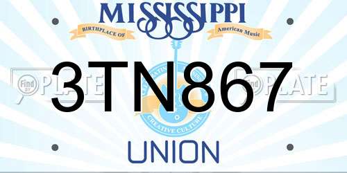 3TN867 Mississippi License Plate