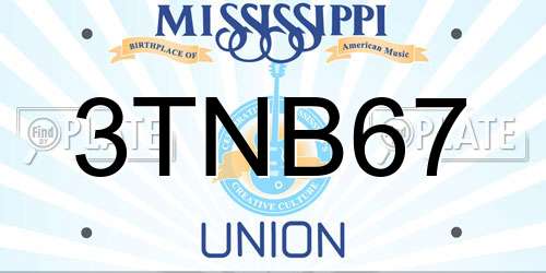 3TNB67 Mississippi License Plate