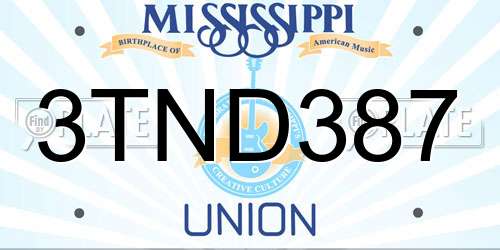 3TND387 Mississippi License Plate