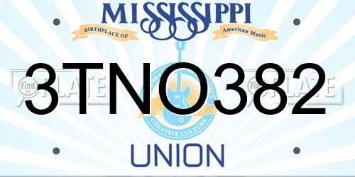3TNO382 Mississippi License Plate
