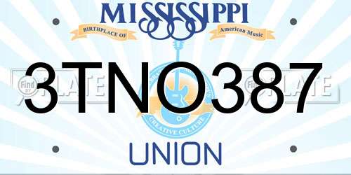 3TNO387 Mississippi License Plate