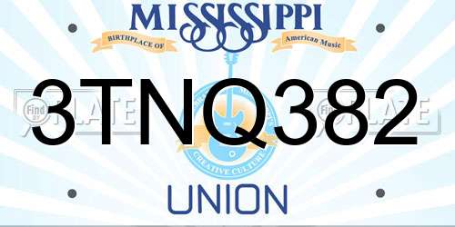 3TNQ382 Mississippi License Plate