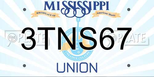 3TNS67 Mississippi License Plate