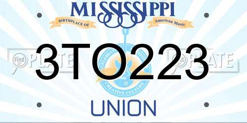3TO223 Mississippi License Plate