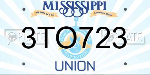 3TO723 Mississippi License Plate