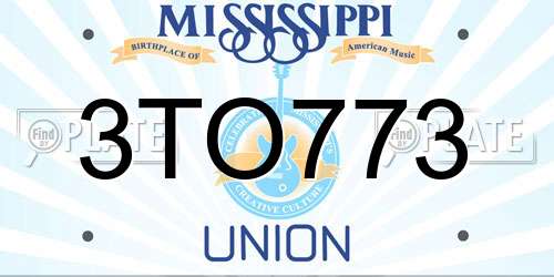 3TO773 Mississippi License Plate