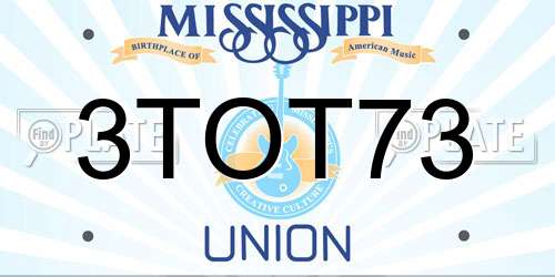 3TOT73 Mississippi License Plate