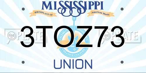 3TOZ73 Mississippi License Plate