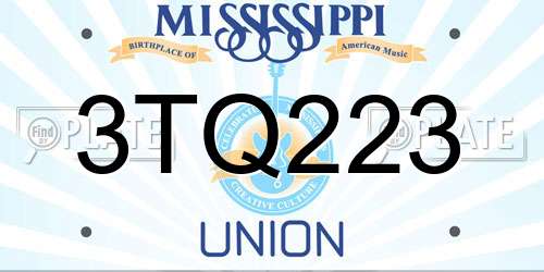 3TQ223 Mississippi License Plate