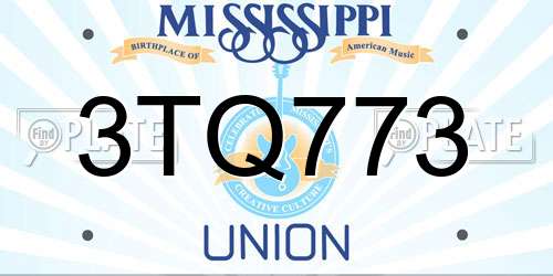 3TQ773 Mississippi License Plate