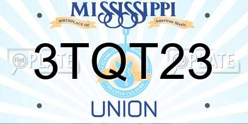 3TQT23 Mississippi License Plate