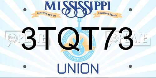 3TQT73 Mississippi License Plate