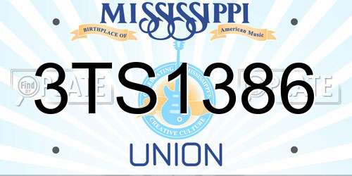3TS1386 Mississippi License Plate