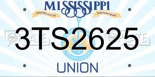 3TS2625 Mississippi License Plate