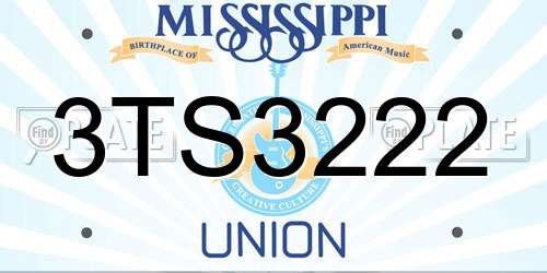 3TS3222 Mississippi License Plate