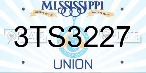 3TS3227 Mississippi License Plate