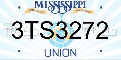 3TS3272 Mississippi License Plate