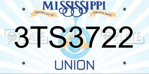 3TS3722 Mississippi License Plate