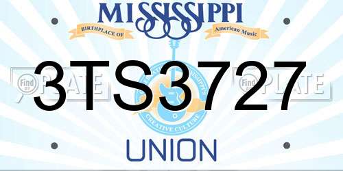 3TS3727 Mississippi License Plate