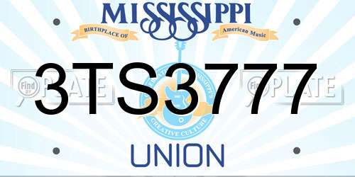 3TS3777 Mississippi License Plate