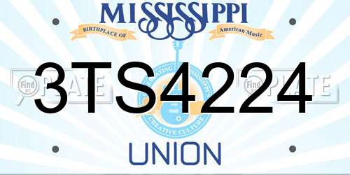 3TS4224 Mississippi License Plate