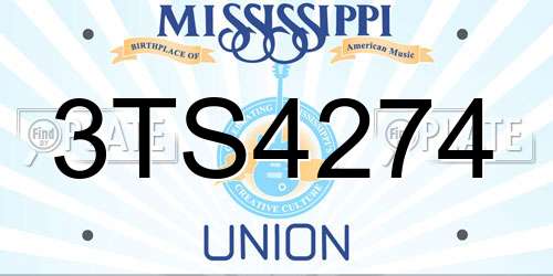 3TS4274 Mississippi License Plate
