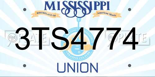 3TS4774 Mississippi License Plate