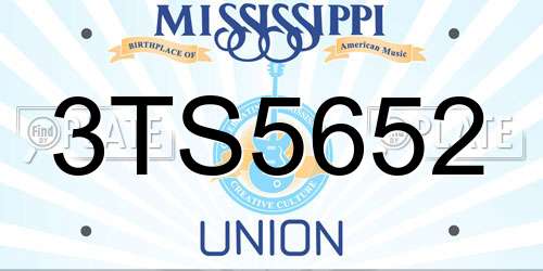 3TS5652 Mississippi License Plate