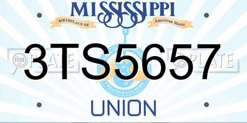 3TS5657 Mississippi License Plate