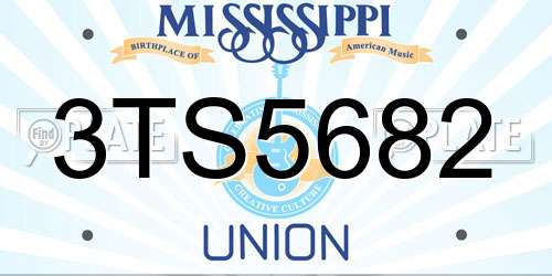 3TS5682 Mississippi License Plate