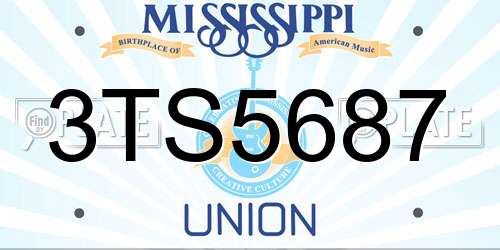 3TS5687 Mississippi License Plate
