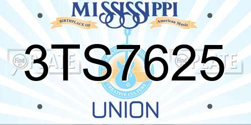 3TS7625 Mississippi License Plate