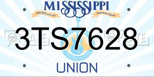 3TS7628 Mississippi License Plate