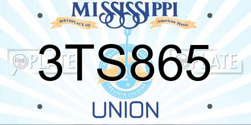 3TS865 Mississippi License Plate