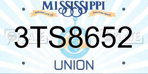 3TS8652 Mississippi License Plate