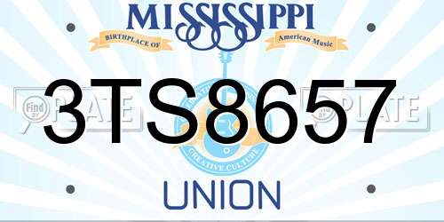 3TS8657 Mississippi License Plate