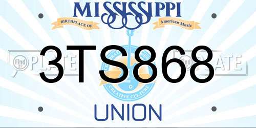 3TS868 Mississippi License Plate