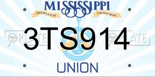 3TS914 Mississippi License Plate
