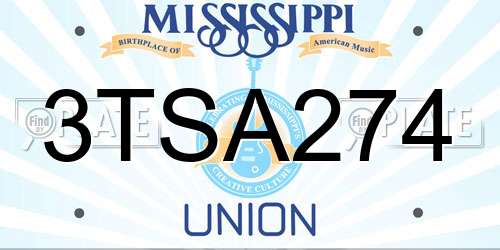 3TSA274 Mississippi License Plate