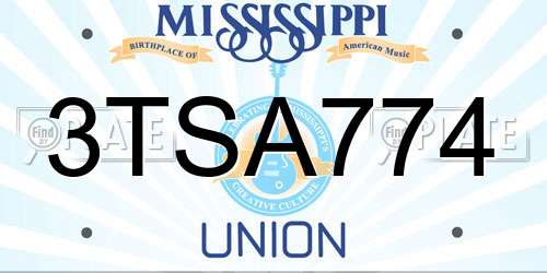 3TSA774 Mississippi License Plate
