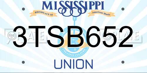 3TSB652 Mississippi License Plate